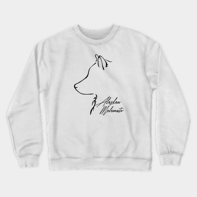 Proud Alaskan Malamute profile dog lover Crewneck Sweatshirt by wilsigns